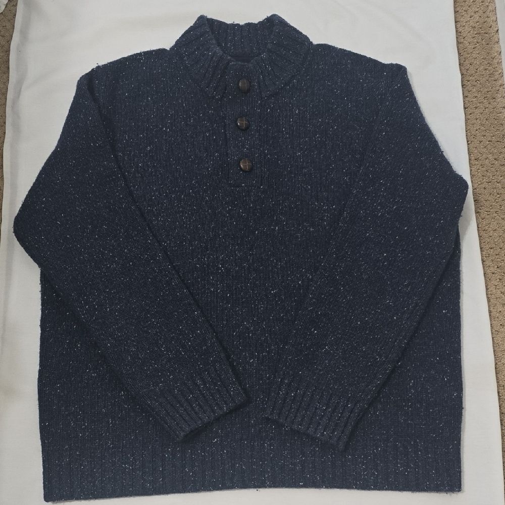 UNTUCKit Men's‎ Dark Blue. Lambswool Blend, Button-Up Sweater Xl